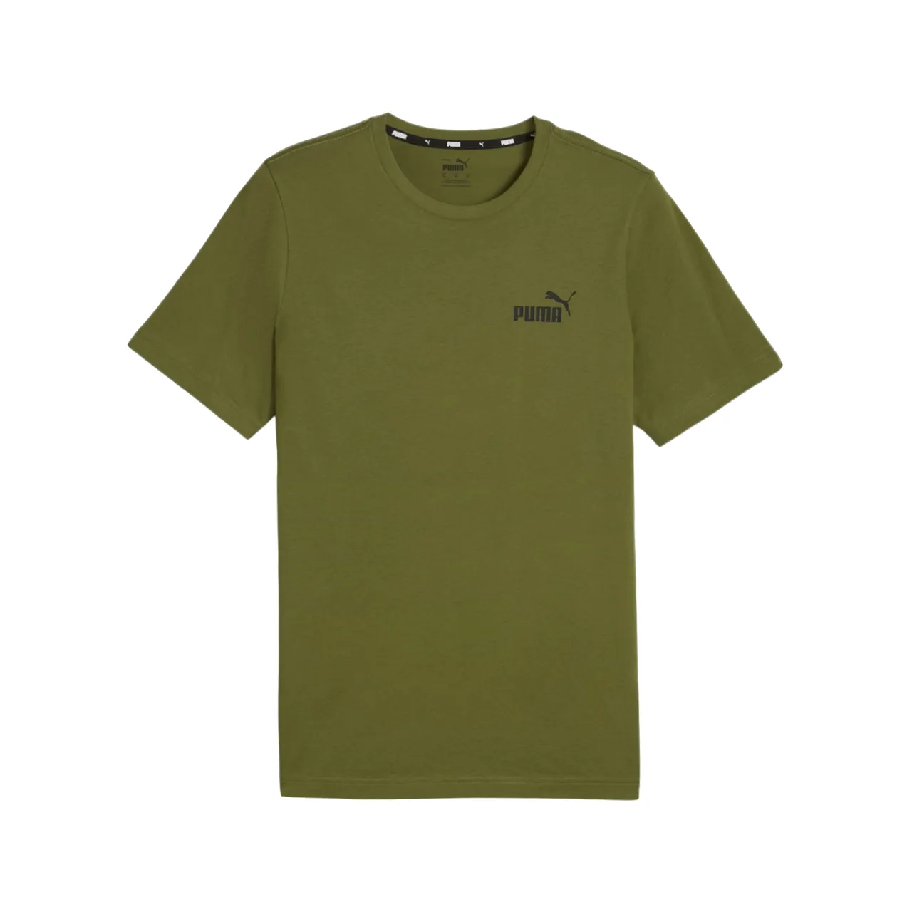 Puma men's short sleeve t-shirt with small ESS logo print 586669-76 olive green