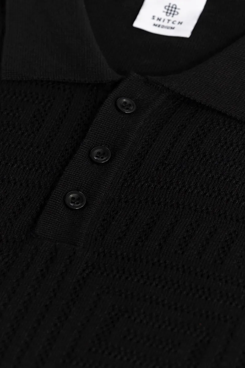 Puzzle Polo Black Polo T-Shirt