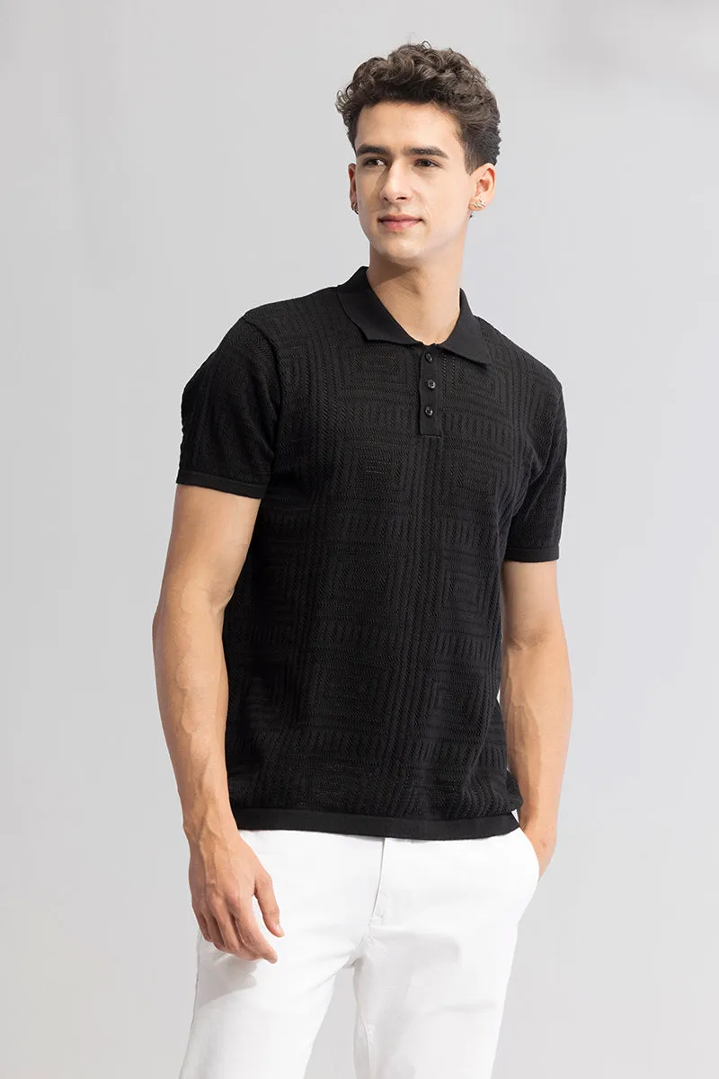 Puzzle Polo Black Polo T-Shirt