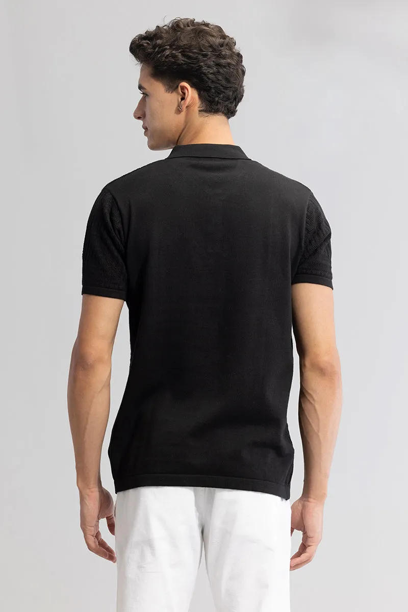 Puzzle Polo Black Polo T-Shirt