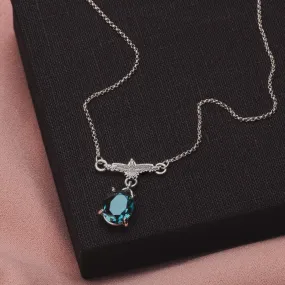 Raven Necklace With Teal Blue Topaz