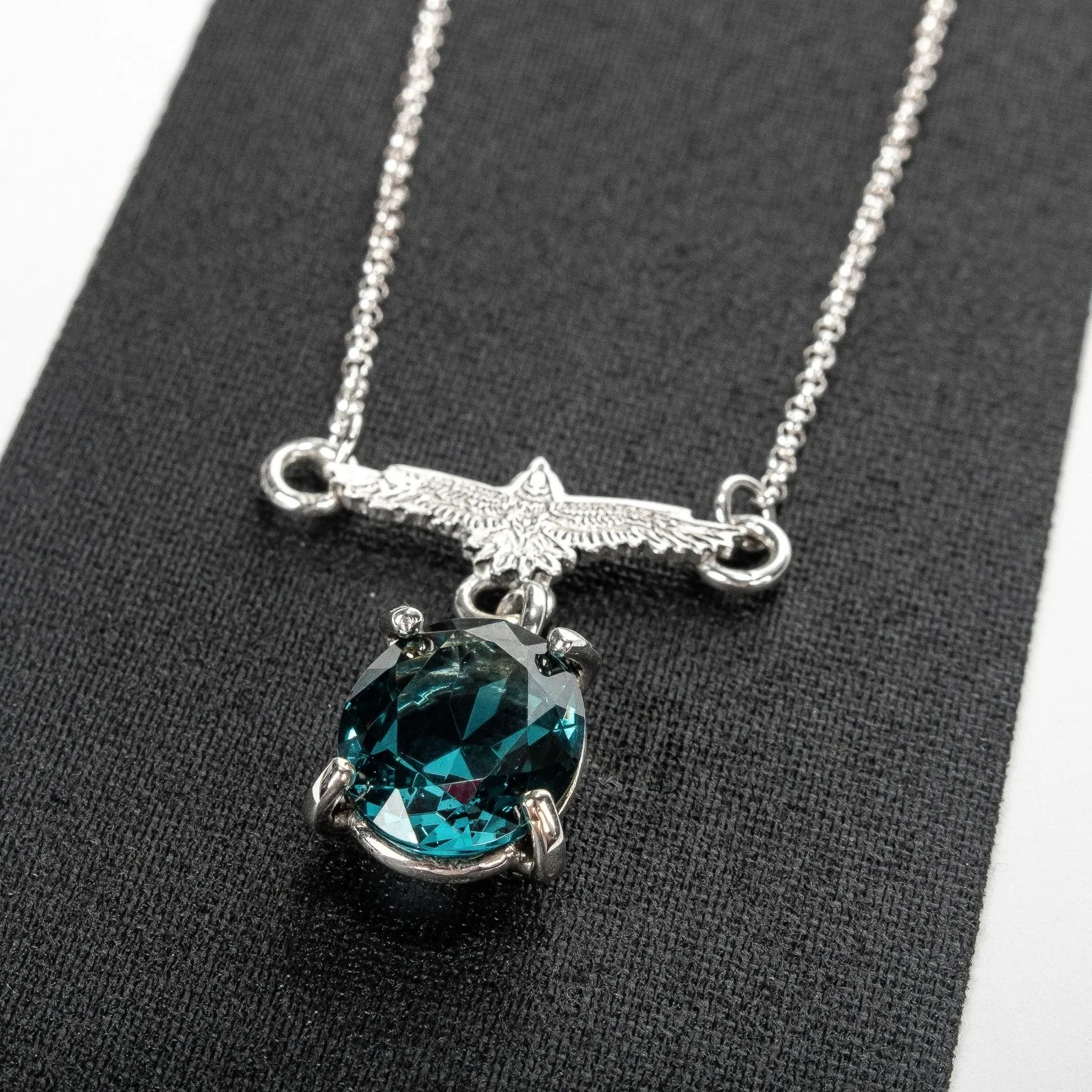 Raven Necklace With Teal Blue Topaz