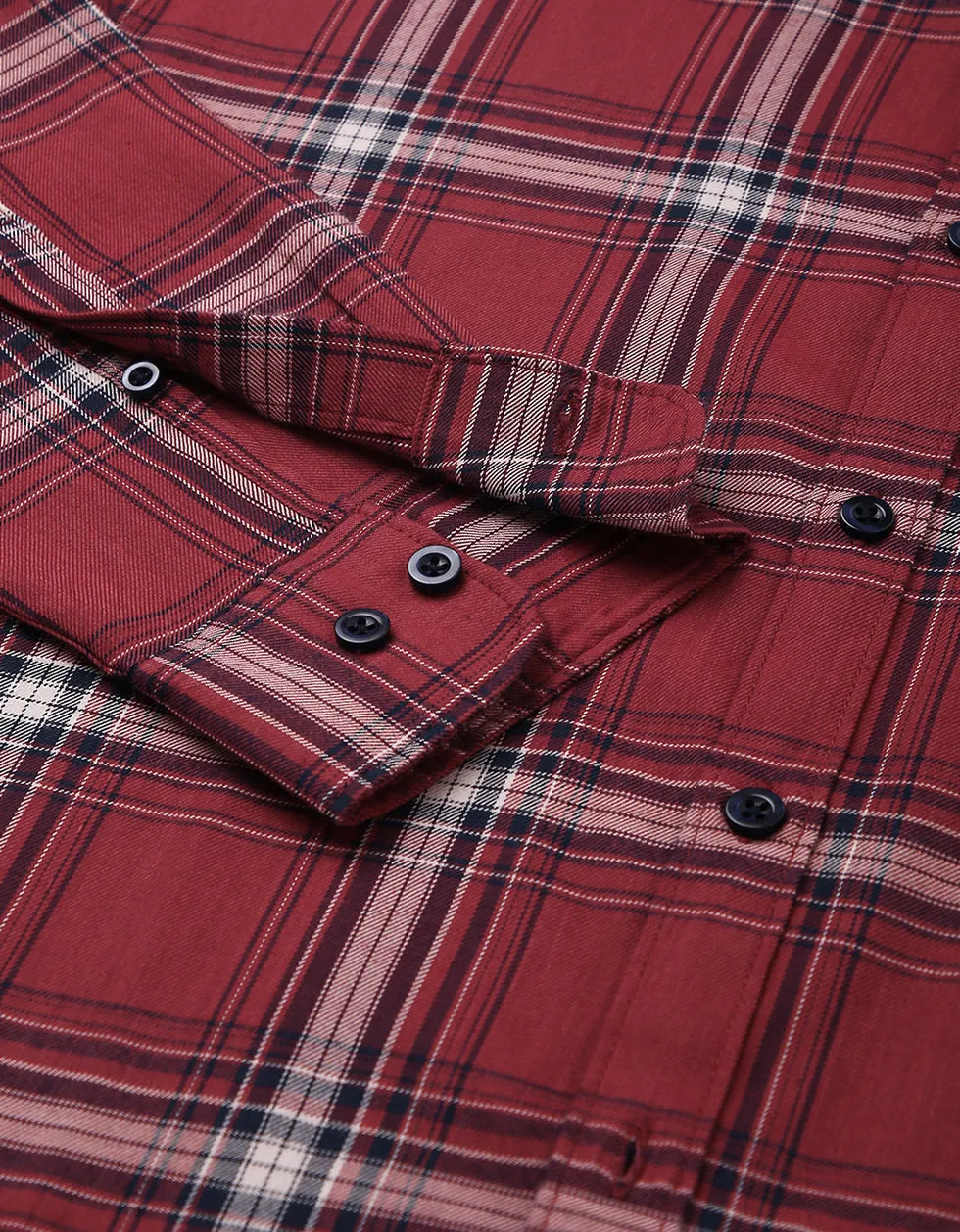 Rusty Red Checks Printed Shirt