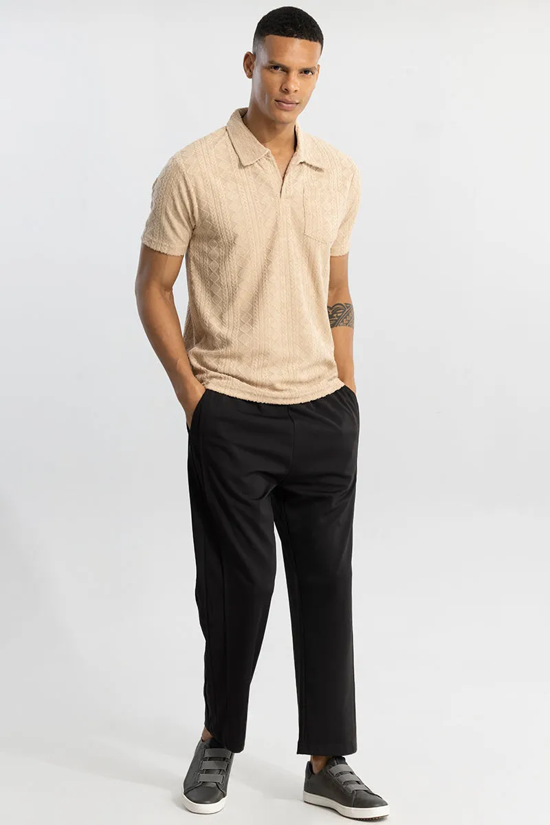 Square Diamond Beige Polo T-Shirt