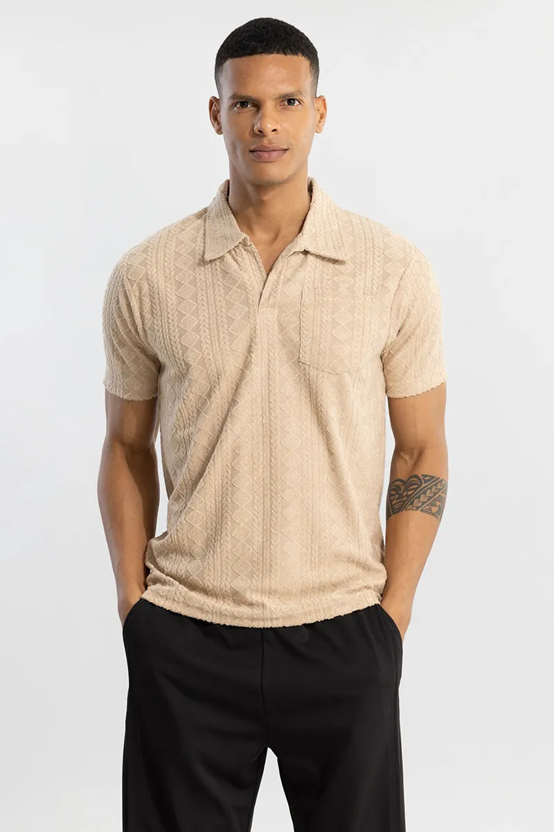 Square Diamond Beige Polo T-Shirt