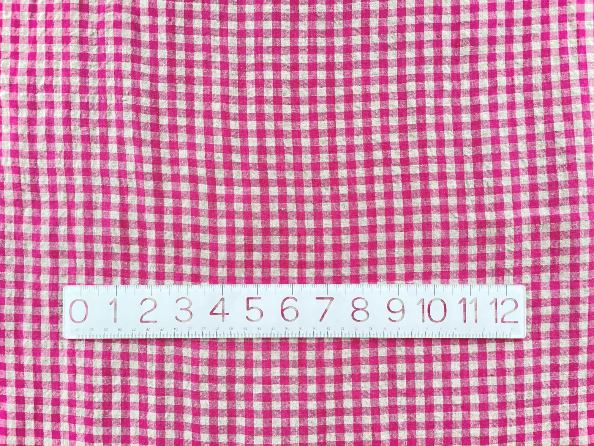 Stonewashed Gingham Linen | Electric Pink