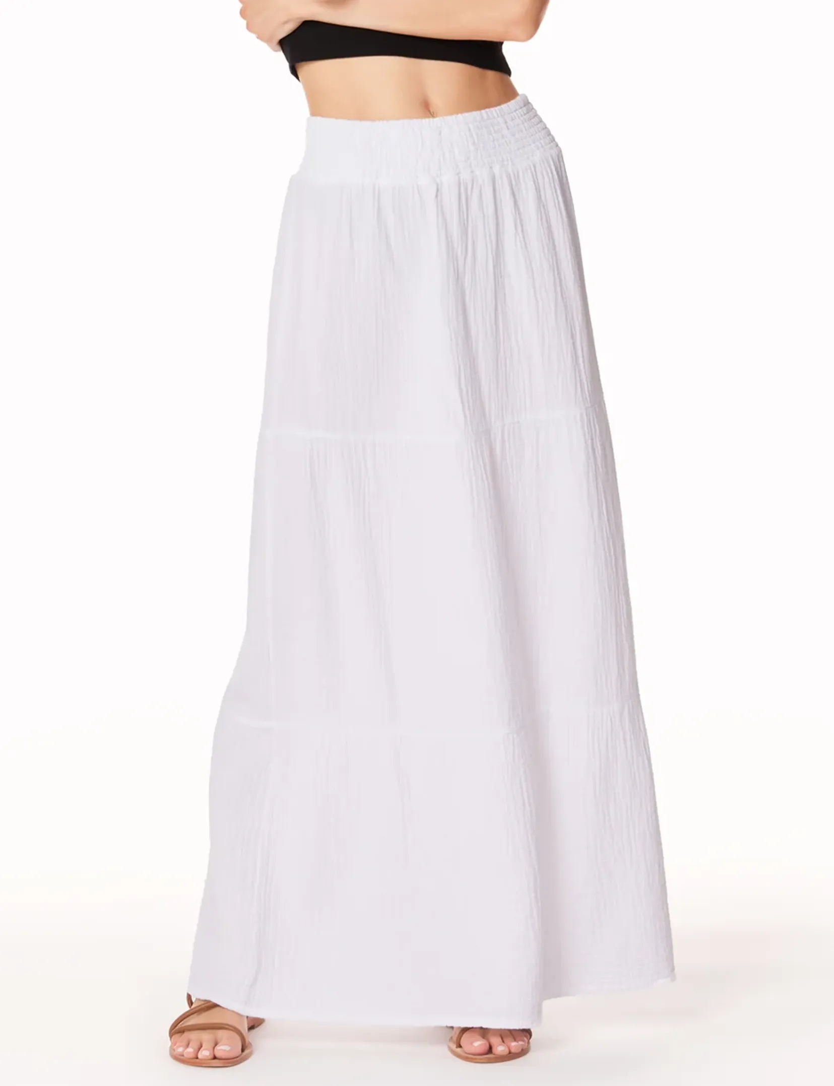 Tiered Maxi Skirt, White