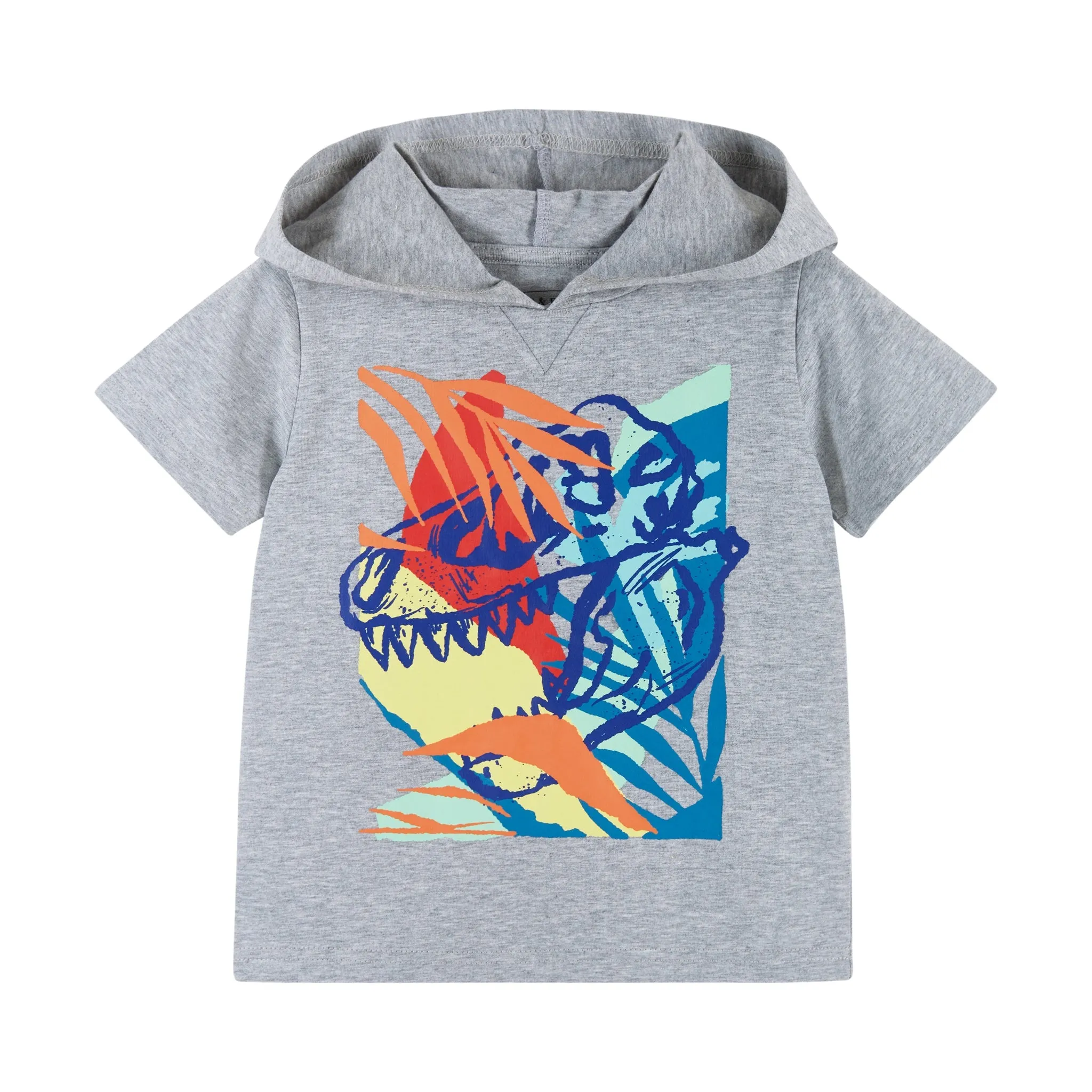 Tropical Dino Hooded Tee & Short Set | Gray