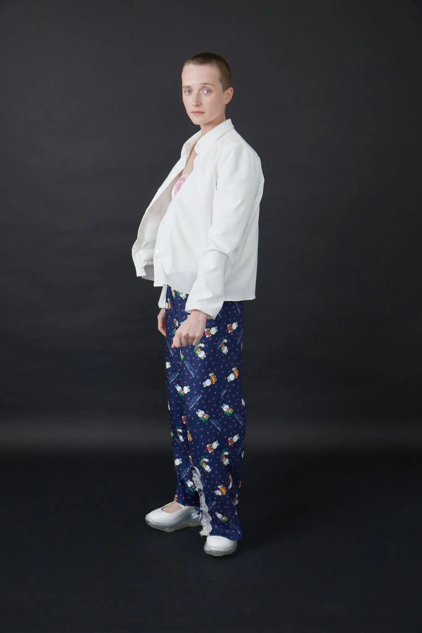 Very Warm Fleece Printed Pants / Navy