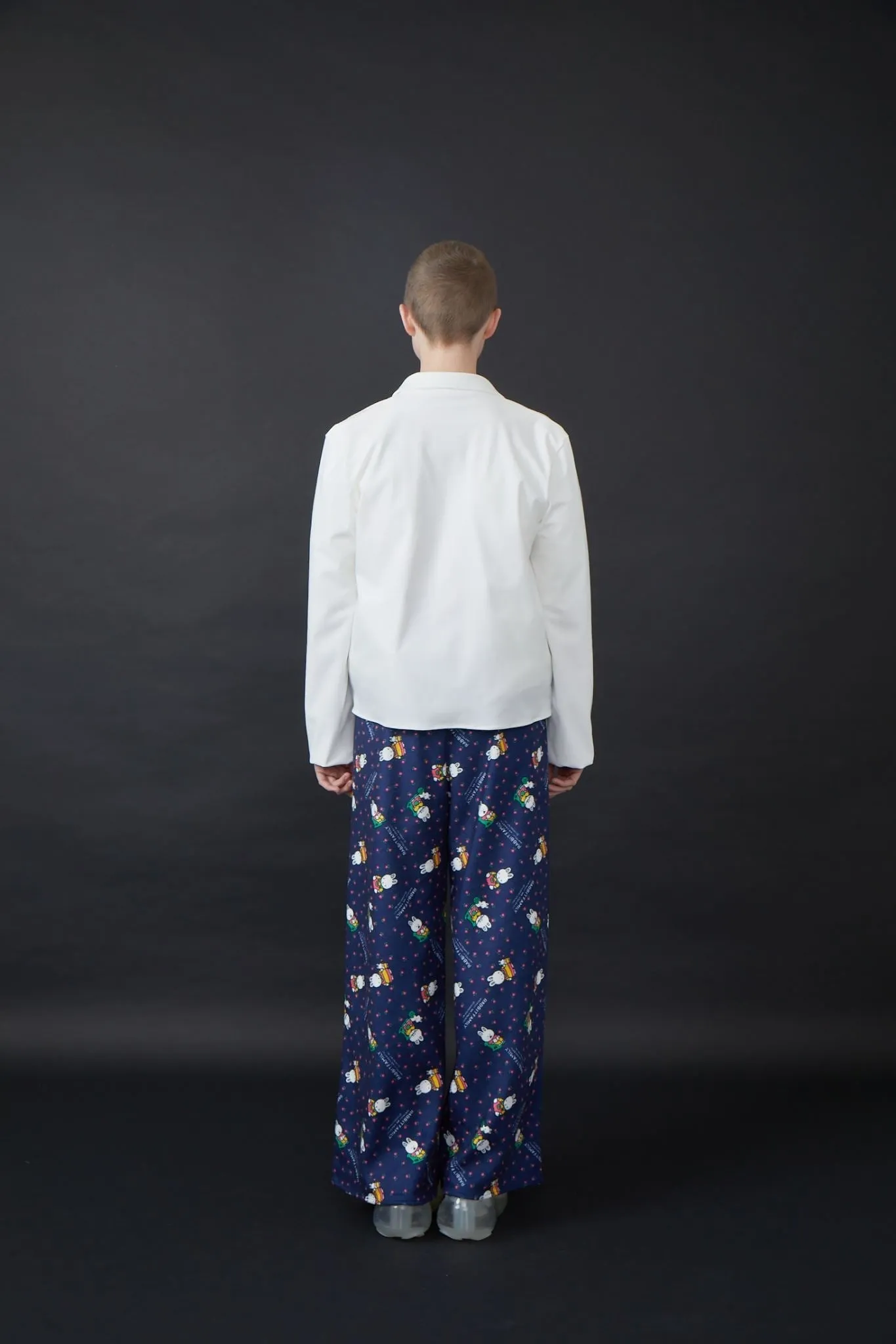 Very Warm Fleece Printed Pants / Navy