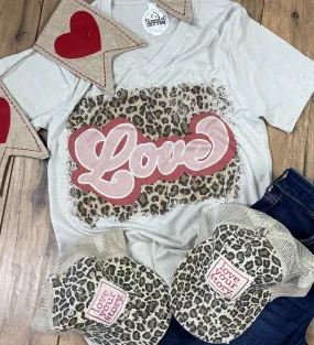 {WE BELONG TOGETHER} LEOPARD LOVE Cement V-Neck Tee