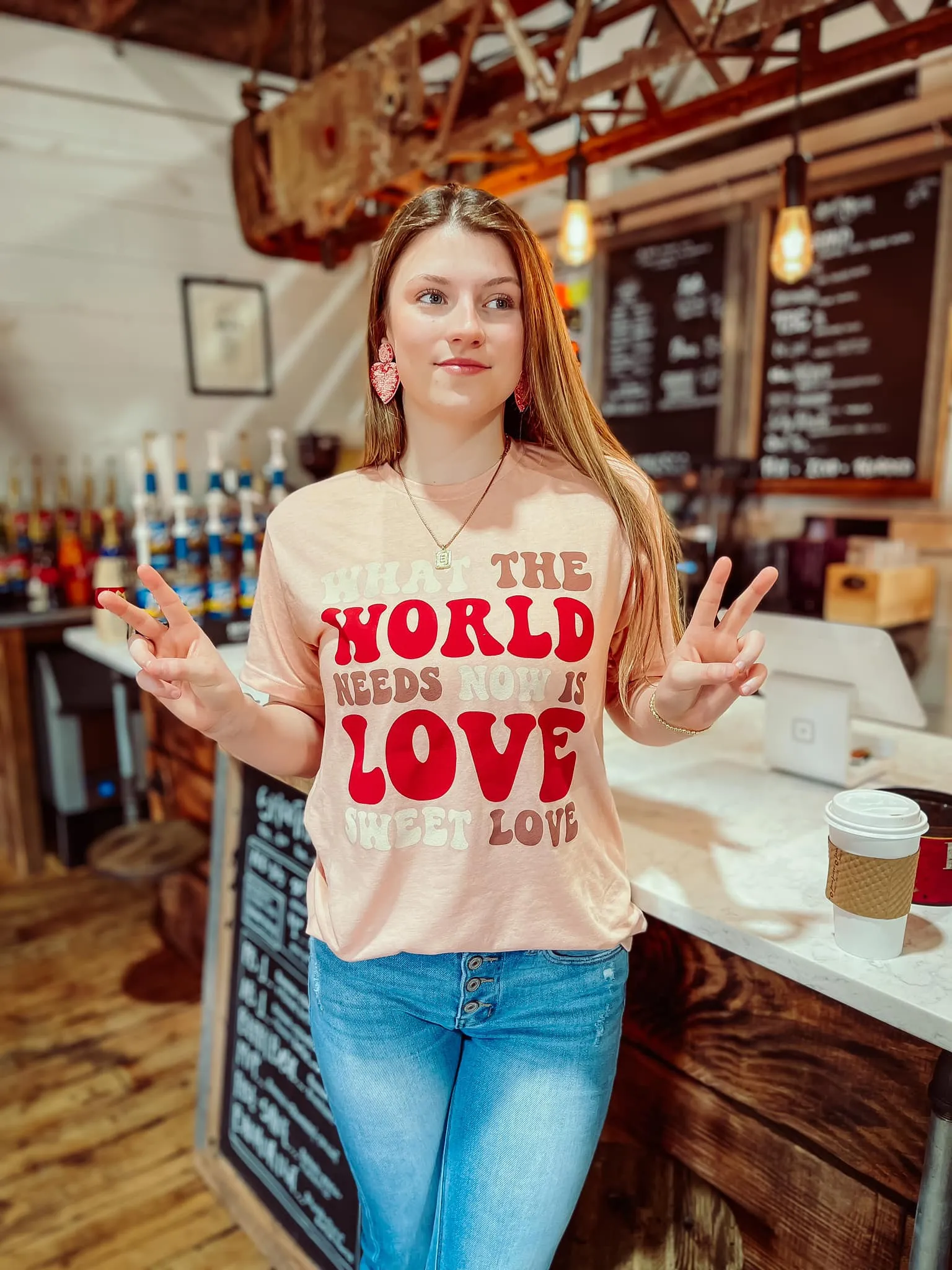 {WHAT THE WORLD NEEDS NOW... IS LOVE SWEET LOVE} Heather Peach Crew Neck Tee